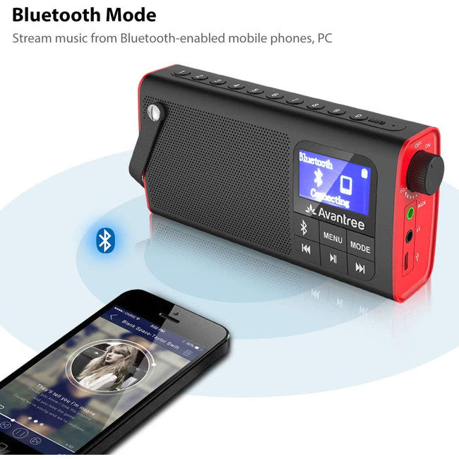 SP850 - BLUETOOTH PORTABLE FM RADIO - SPEAKER SD CARD LED BATTERY - AVANTREE