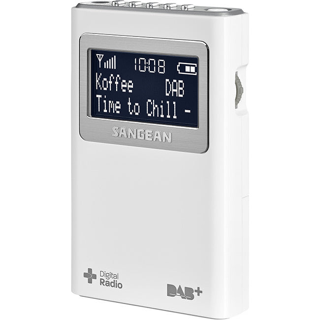 SANGEAN DPR39 WHITE DAB+/FM POCKET RADIO 5 PRESETS INCLUDES HEADPHONE