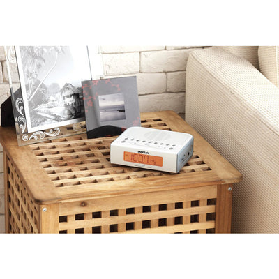 RCR5W BASIC AM / FM BEDSIDE CLOCK RADIO SANGEAN -  WHITE SANGEAN RCR-5