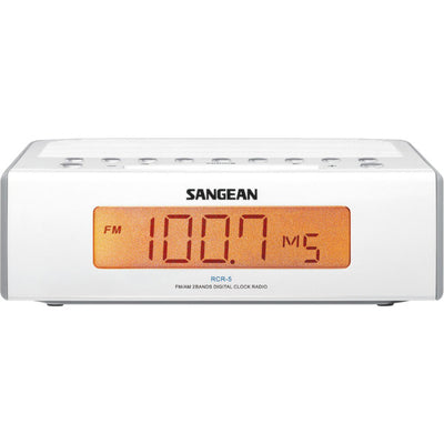 RCR5W BASIC AM / FM BEDSIDE CLOCK RADIO SANGEAN -  WHITE SANGEAN RCR-5