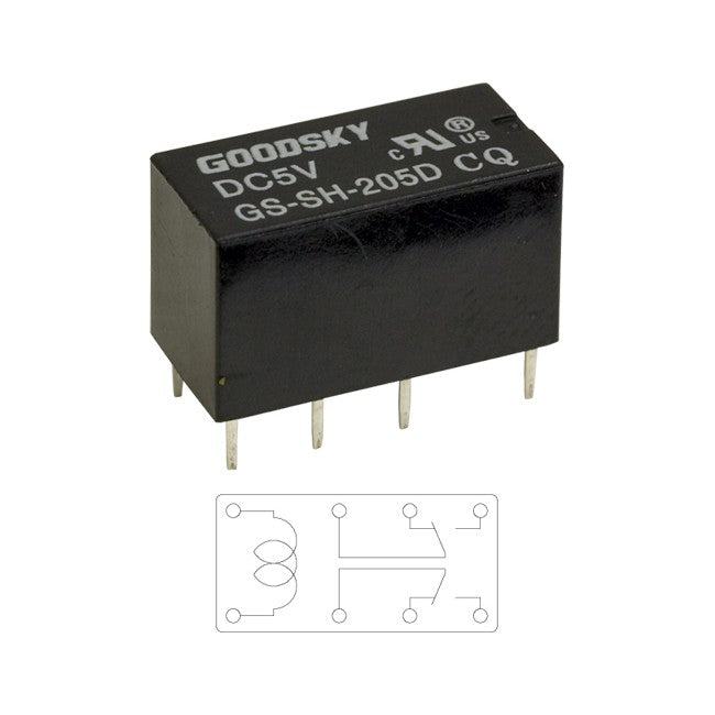 GSSH205D 5V DC 2A DUAL INLINE RELAY DOUBLE POLE GS-SH-205D