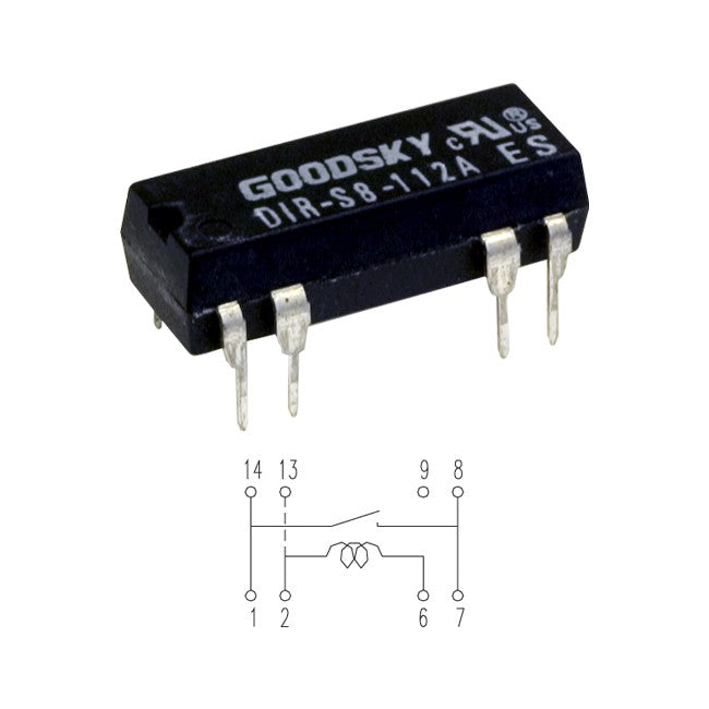 DIRS8112A 12V 1A SEALED DIL PITCH RELAY SINGLE POLE SINGLE THROW GOODSKY DIR-S-8112A