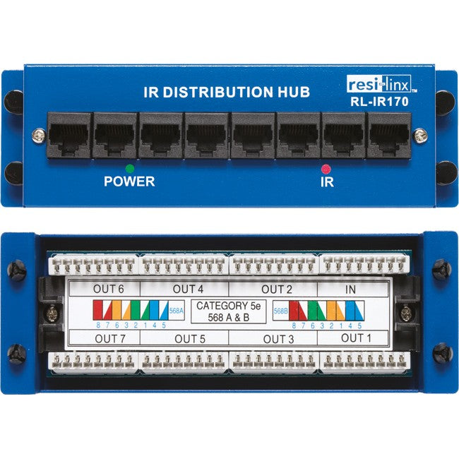 RLIR170 - IR OVER CAT5 DISTRIBUTION - HUB 7X RJ45 IN 1 OUT RESI-LINX - RESI-LINX