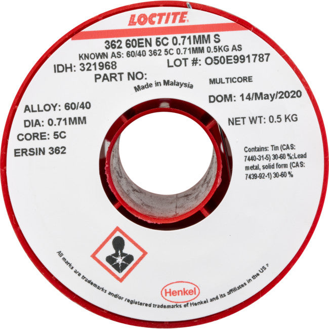 22500MCS 60/40 500G 0.71MM SOLDER 60% TIN, 40% WHILE STOCK LAST LOCTITE MC084