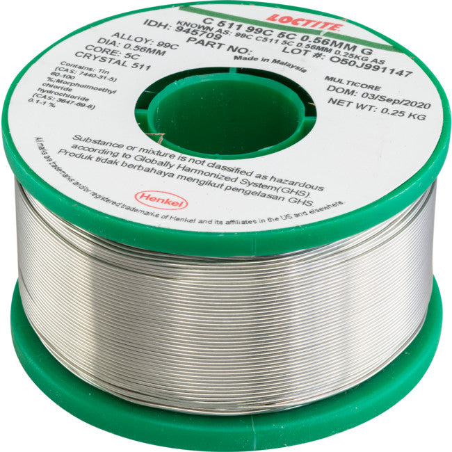 LF0.56-250G 0.56MM LEAD FREE SOLDER 250G 99% TIN, 1% COPPER - MULTICORE LOCTITE MC707