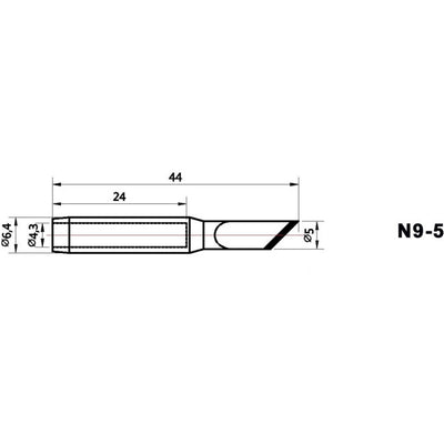 N95 - 5.0MM SHAPE K TIP ZD8916 ZD418 - REPLACEMENT SOLDERING TIP - DOSS