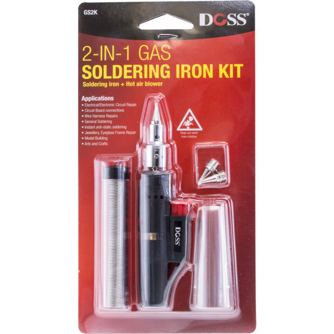 GS2K - 2 IN 1 GAS SOLDERING IRON KIT - SOLDERING HOT AIR BLOWER 2IN1 - DOSS