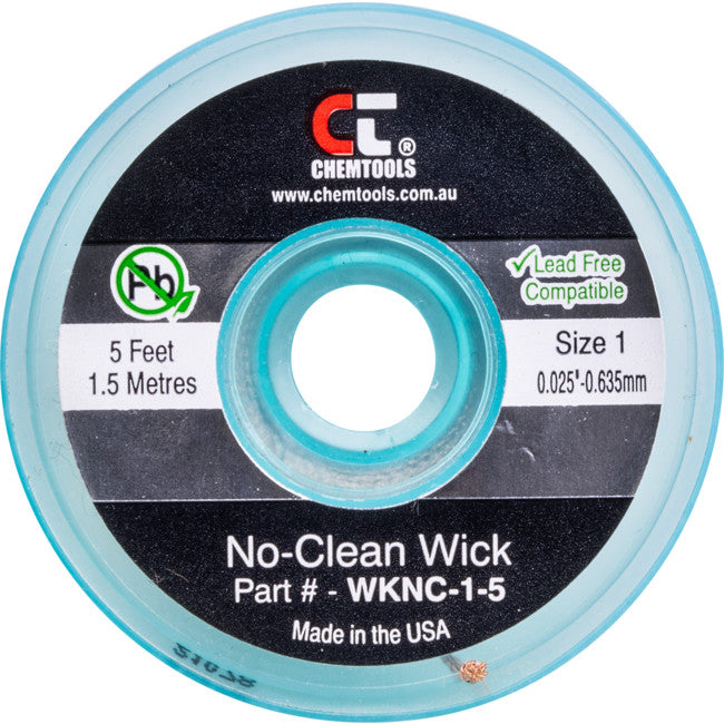 SWNC1S - 0.8MM X 1.5M SODER WICK BRAID - CHEMTOOLS #1 WHITE NO CLEAN - CHEMTOOLS