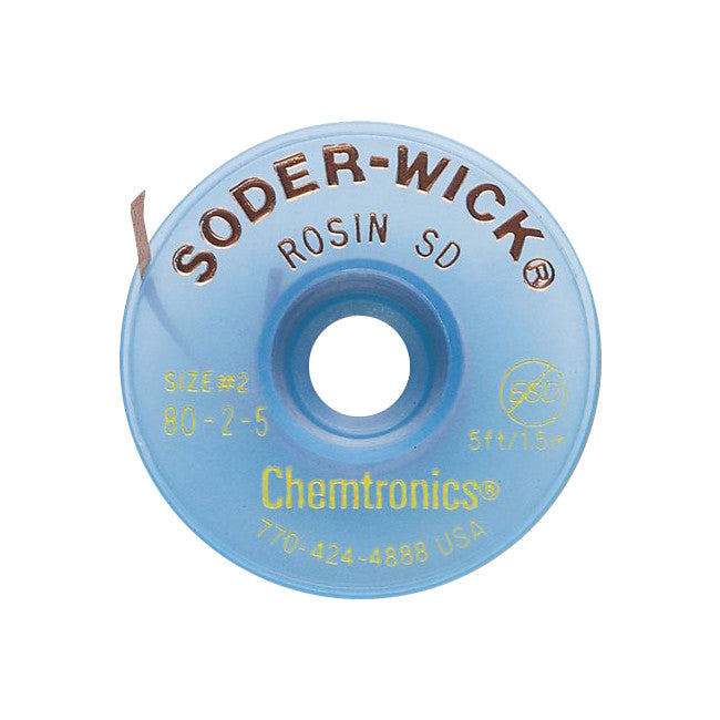 80-2-5 - 1.5MM X 1.5M SODER WICK YELLOW - DESOLDERING BRAID #2 - CHEMTRONICS