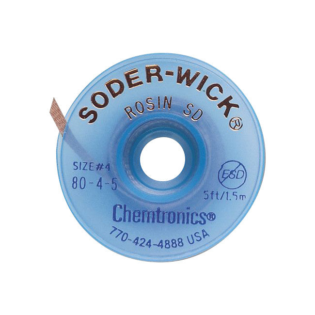 80-4-5 - 2.8MM X 1.5M SODER WICK BLUE - DESOLDERING BRAID #4 - CHEMTRONICS