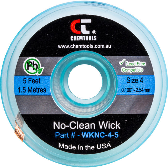 SWNC4S - 2.5MM X 1.5M SODER WICK BRAID - CHEMTOOLS #4 BLUE NO CLEAN - CHEMTOOLS
