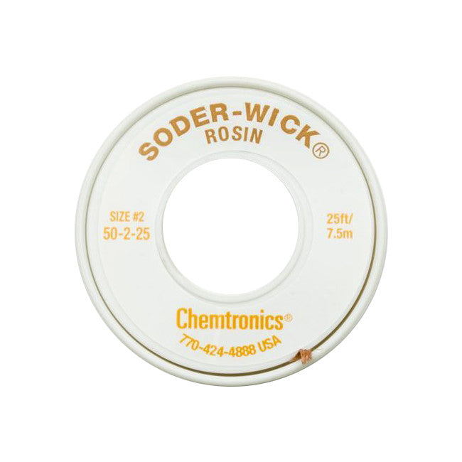 50-2-25 - 1.5MM X 7.5M SODER WICK YELLOW - DESOLDERING BRAID #2 - CHEMTRONICS