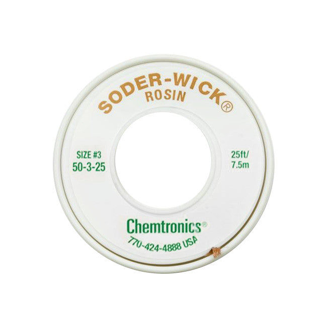 50-3-25 - 2MM X 7.5M SODER WICK GREEN - DESOLDERING BRAID #3 - CHEMTRONICS