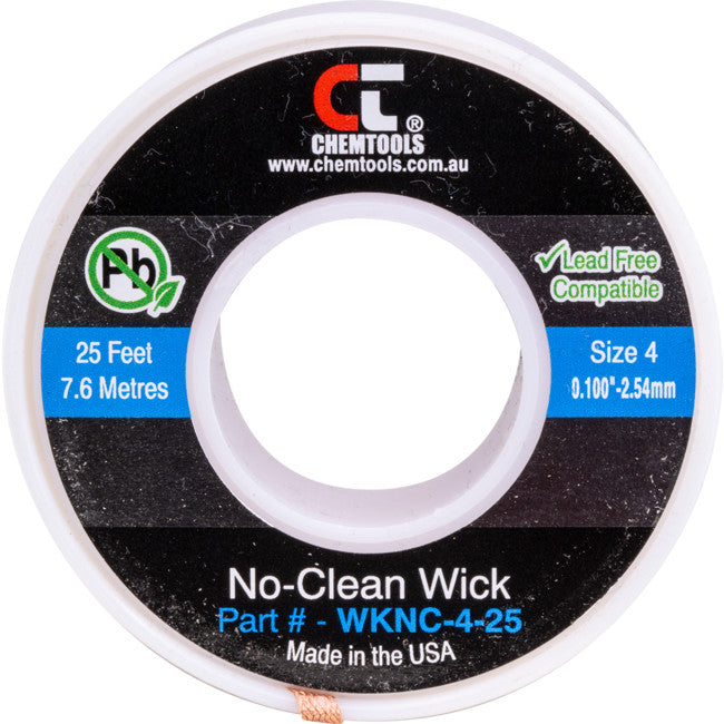 SWNC4L - 2.5MM X 7.5M SODER WICK BRAID - CHEMTOOLS #4 BLUE NO CLEAN - CHEMTOOLS