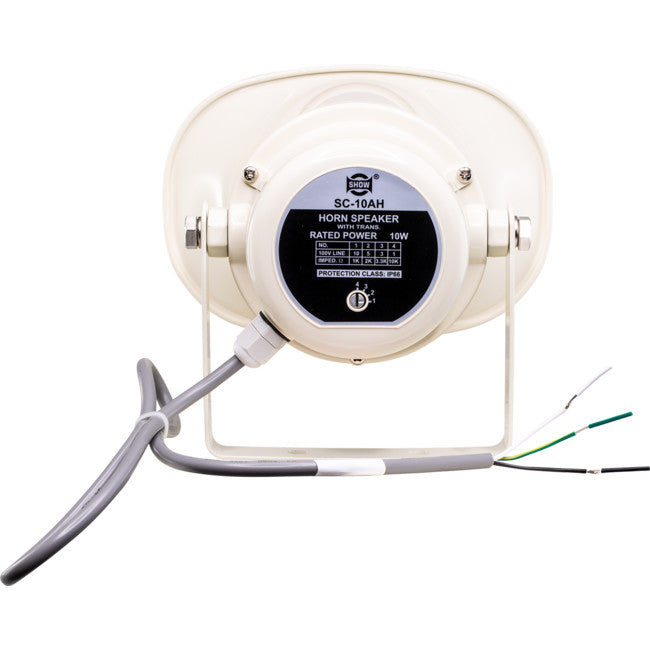 SC10AH - 10W 100V HORN SPEAKER IP66 - SQUARE ABS U SHAPE BRACKET - SHOW