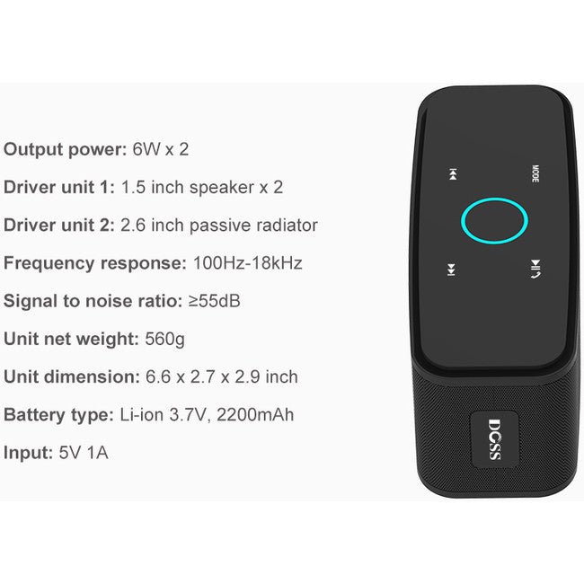 DS1681BLK SOUNDBOX BLUETOOTH SPEAKER TOUCH BT4.0 HD PORTABLE BLACK DOSS DS1681