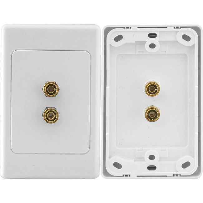 PRO1030 2 TERMINAL SPEAKER WALL PLATE 2X BANANA SOCKETS PRO2 A-1030