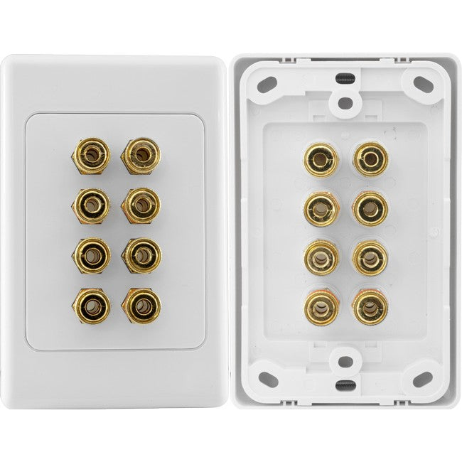 PRO1044 8 TERMINAL SPEAKER WALL PLATE 8X BANANA SOCKETS PRO2 A-1044