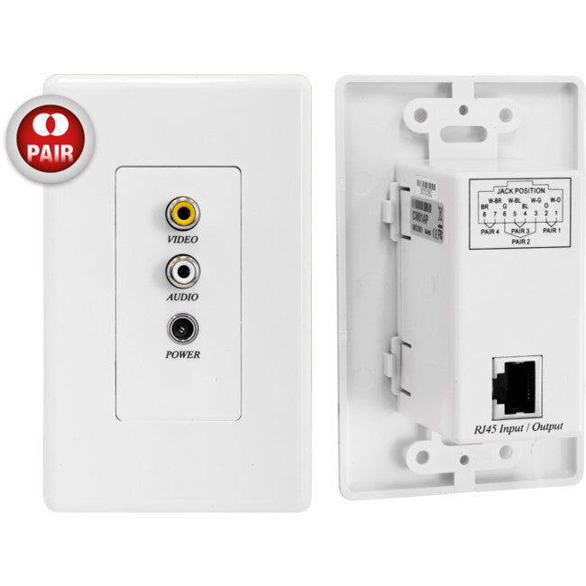 CW01AP VIDEO AUDIO + POWER OVER CAT5 EXTENDER WALL PLATE 2PCS/SET CW01AP