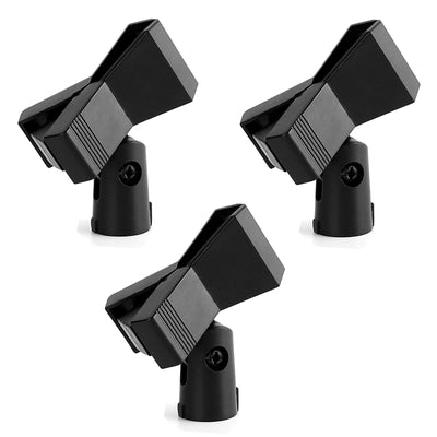 3 Pack Microphone Clip Clamp Holder for Mic Stand 5/8" Screw Black Universal