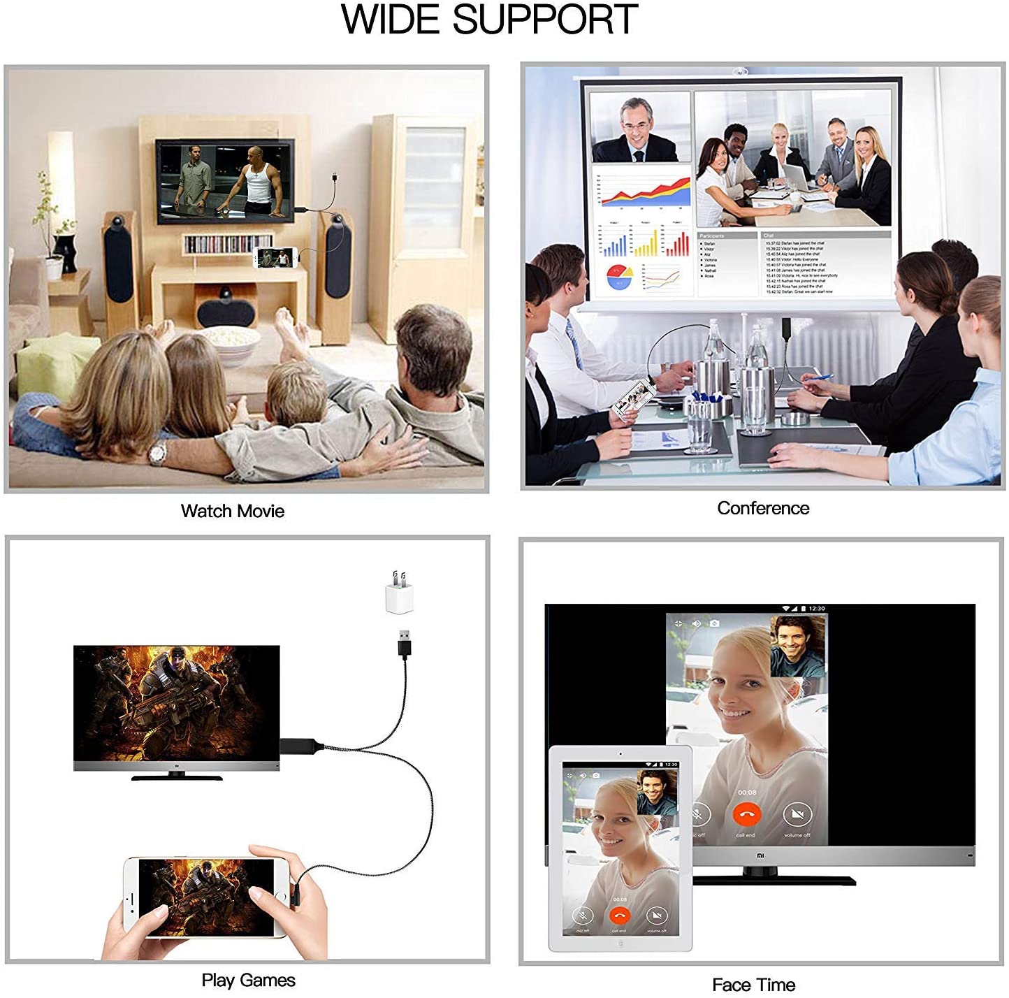 Lightning to HDMI Cable iPhone iPad Nylon Braided 1080P HDTV Digital AV Adapter iPhone 7 8 X XS MAX iPad Red or Black Colour