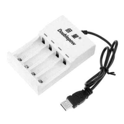 USB Rechargeable AA Batteries and Charger includes 4x 1200mAh Batteries and 4 Slot AA/AAA  Power Adapter Charger