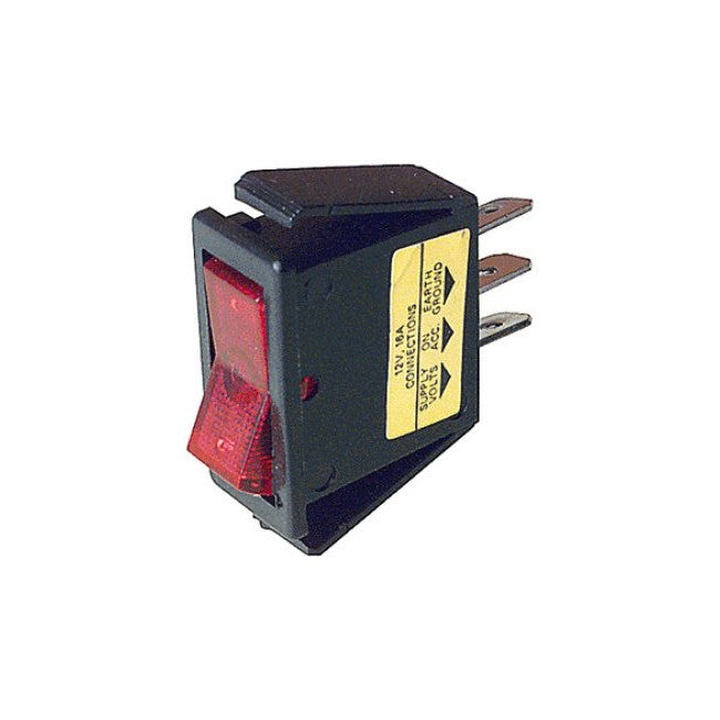 SR2202 12V DC 15A ROCKER SWITCH RED SPST - ILLUMINATED LT039RR