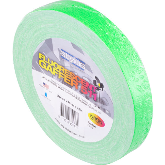 NCT24G - GREEN 24MM X 45MT NEON CLOTH - TAPE FLUORO GAFFER - STYLUS
