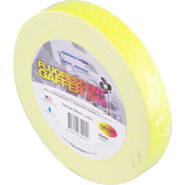 NCT24Y - YELLOW 24MM X 45MT NEON CLOTH - TAPE FLUORO GAFFER - STYLUS
