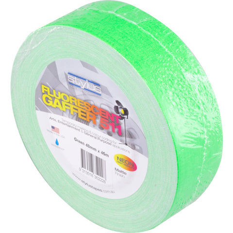 NCT48G GREEN 48MM X 45MT NEON CLOTH TAPE FLUORO GAFFER STYLUS 3308 48MM GREEN
