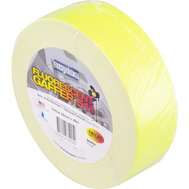 NCT48Y YELLOW 48MM X 45MT NEON CLOTH TAPE FLUORO GAFFER STYLUS STYLUS 3311 511 48MM YELLOW