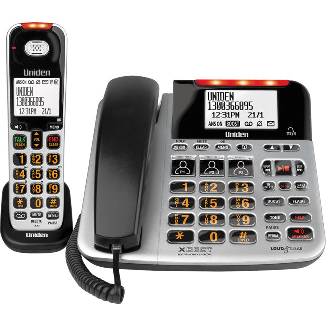 SSE47+1 - CORDED & CORDLESS PHONE - FOR VISUAL & HEARING IMPAIRED - UNIDEN