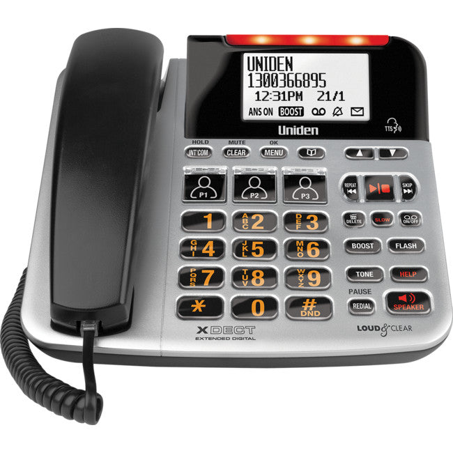 SSE47+1 - CORDED & CORDLESS PHONE - FOR VISUAL & HEARING IMPAIRED - UNIDEN