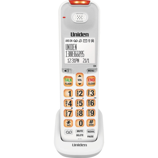 SSE45+1W WHITE XDECT CORDLESS PHONE WITH ADDITIONAL HANDSET UNIDEN 43000941