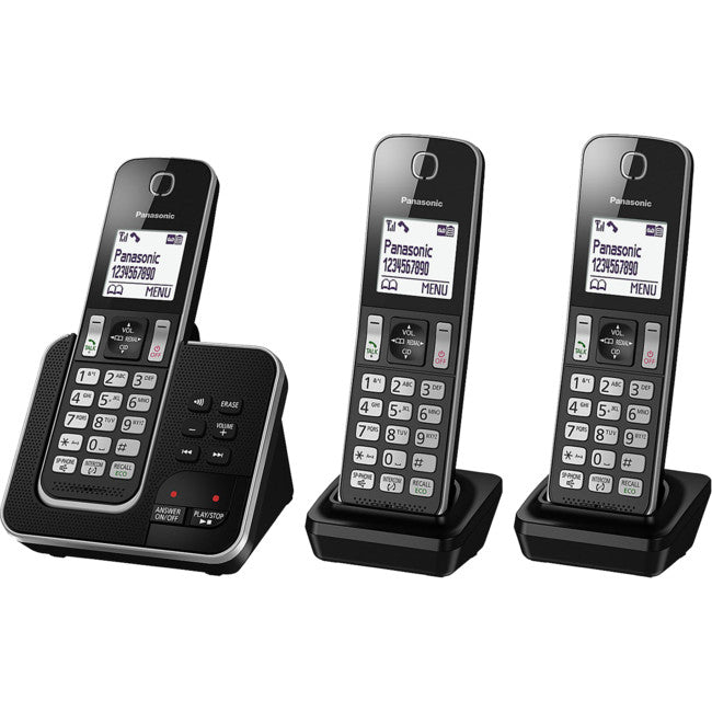 KXTGD323ALB - TRIPLE HANDSET CORDLESS PHONE - WITH ANSWERING MACHINE - PANASONIC