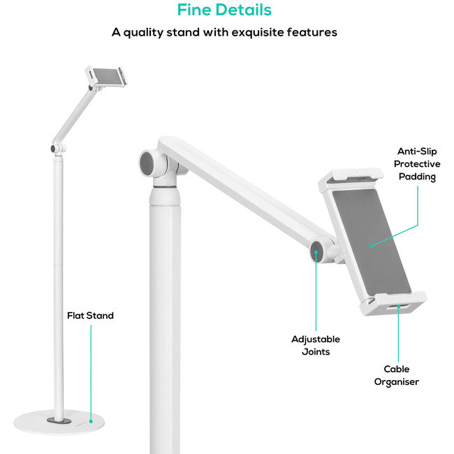 TSTD02 - FLOOR STAND FOR IPAD AND TABS - WHITE - MBEAT