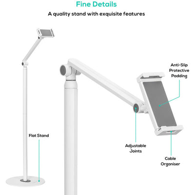 TSTD02 - FLOOR STAND FOR IPAD AND TABS - WHITE - MBEAT