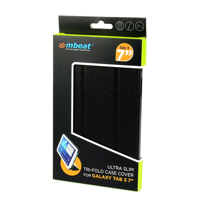 T3-7CASBLK GALAXY TAB3 7" SLIM CASE BLACK ULTRA THIN TRI-FOLD MBEAT MBEAT MB-CAS-T37BLK