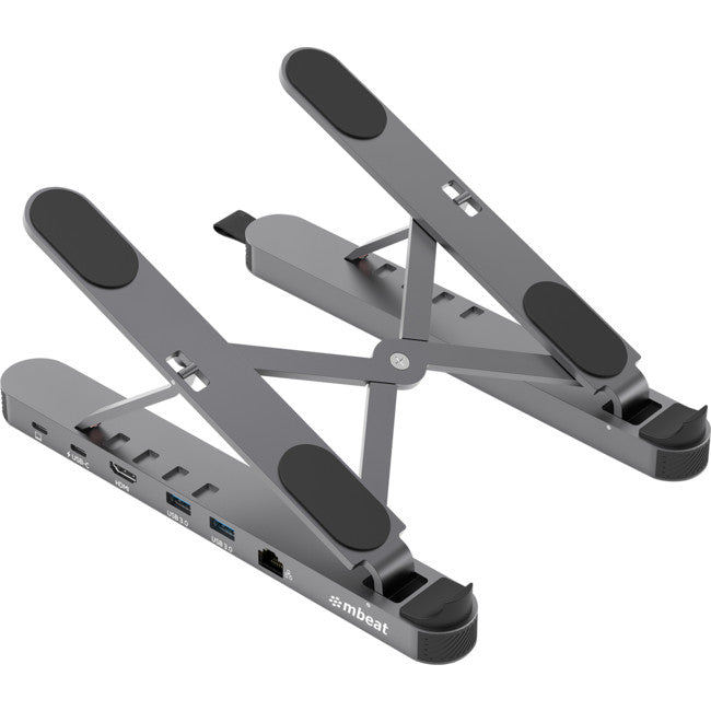 STDP5GRY - PORTABLE LAPTOP STAND - WITH USB-C DOCK STAGE P5 - MBEAT