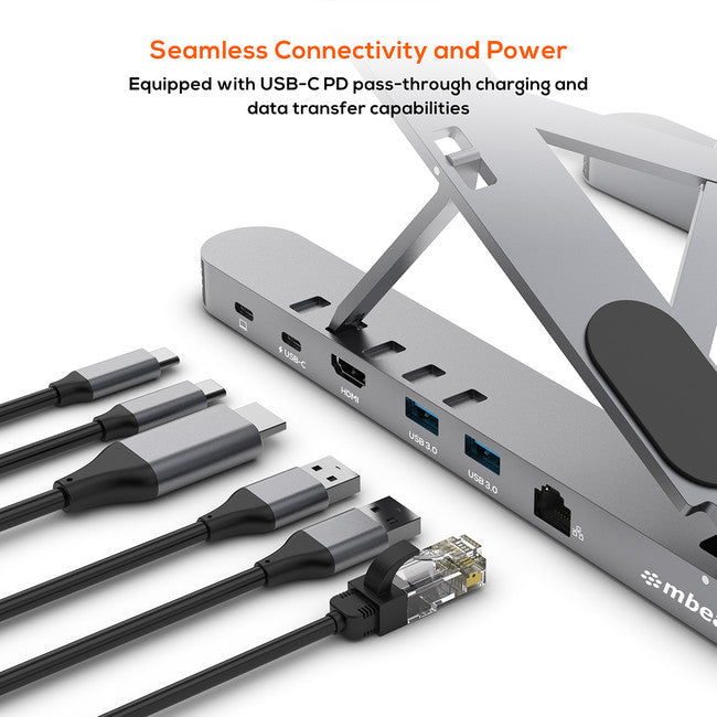 STDP5GRY - PORTABLE LAPTOP STAND - WITH USB-C DOCK STAGE P5 - MBEAT