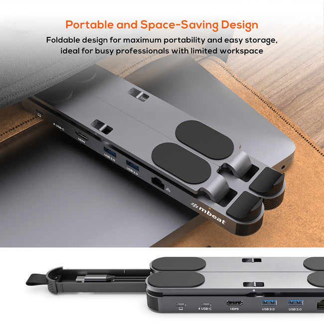 STDP5GRY - PORTABLE LAPTOP STAND - WITH USB-C DOCK STAGE P5 - MBEAT