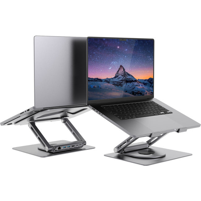 STDS12GRY - ROTATING LAPTOP STAND - WITH USB-C DOCK STAGE S12 - MBEAT