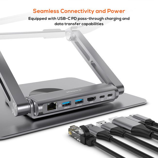 STDS12GRY - ROTATING LAPTOP STAND - WITH USB-C DOCK STAGE S12 - MBEAT