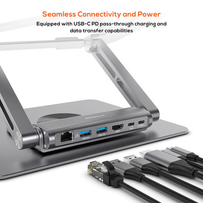 STDS12GRY - ROTATING LAPTOP STAND - WITH USB-C DOCK STAGE S12 - MBEAT