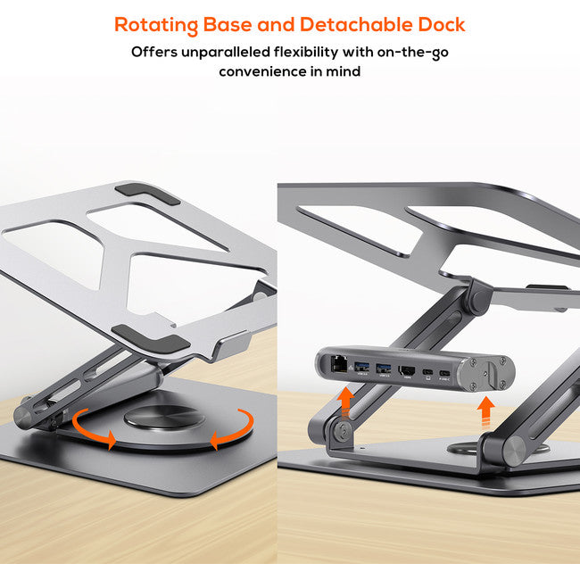 STDS12GRY - ROTATING LAPTOP STAND - WITH USB-C DOCK STAGE S12 - MBEAT