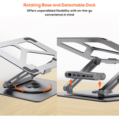 STDS12GRY - ROTATING LAPTOP STAND - WITH USB-C DOCK STAGE S12 - MBEAT