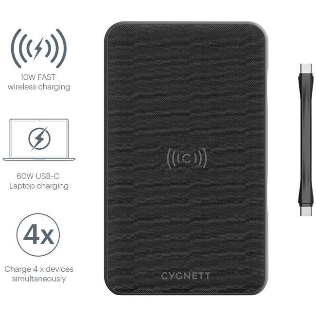 PBQI 27000MAH WIRELESS POWER BANK QI CHARGER CYGNETT CY3113PBCHE