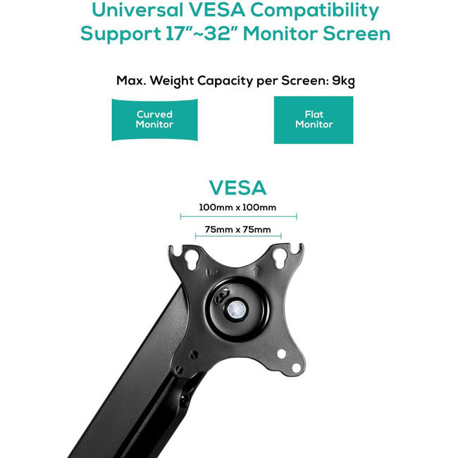 SGC01K - GAS SPRING SINGLE MONITOR ARM - ACTIVIVA - MBEAT