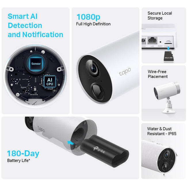 C400S2 SMART WIRE FREE 2 CAMERA SECURITY SYSTEM BATTERY POWERED TP-LINK 43160432