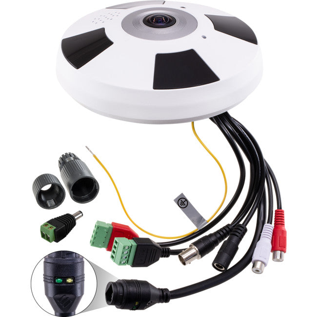 DMF20IPW - FISHEYE 12MP PANORAMIC CAMERA - 20M IR IP WHITE H.265 4XPTZ - DOSS